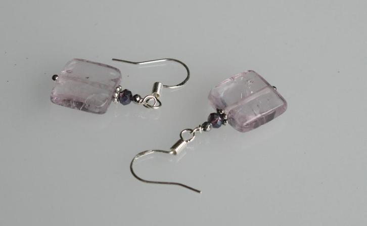 Prachtige oorbellen met lichte Amethist en kristal, Sieraden, Tassen en Uiterlijk, Oorbellen, Nieuw, Hangers, Zilver, Paars, Met edelsteen