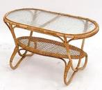 Rattan mid-century Vintage salontafel, Huis en Inrichting, Tafels | Salontafels, Ophalen, Minder dan 50 cm, Gebruikt, 50 tot 100 cm