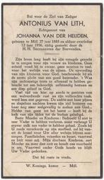 Antonius van Lith 1885 Mill + 1956 Mill, 70 jaar oud, Verzamelen, Verzenden, Bidprentje