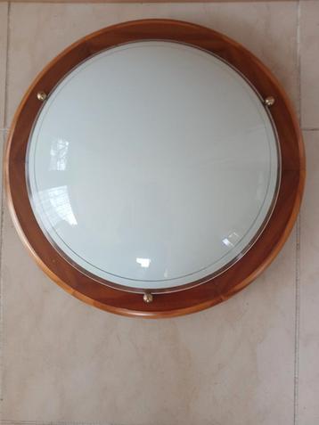 Plafoniere Hout & Witglas diameter 39 cm beschikbaar voor biedingen