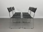 4  vintage Giandomenico Belotti Stoelen, Huis en Inrichting, Stoelen, Ophalen, Zo goed als nieuw, Zwart, Leer