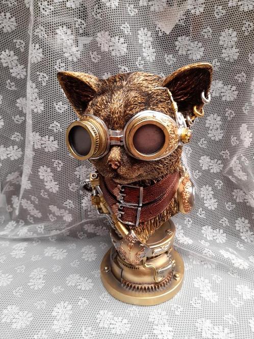 Steampunk cat, Verzamelen, Beelden en Beeldjes, Zo goed als nieuw, Dier, Ophalen of Verzenden