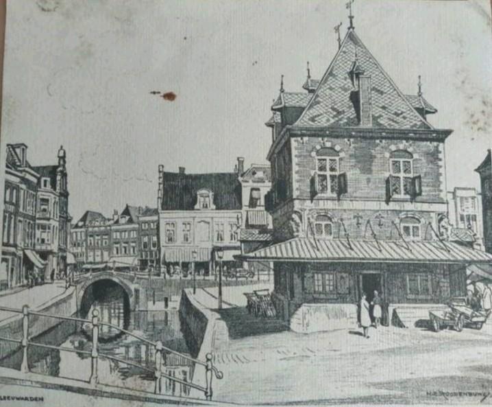 Leeuwarden .. de Waag .. 1952 ... H.E. Roodenburg ..., Antiek en Kunst, Kunst | Etsen en Gravures, Ophalen of Verzenden
