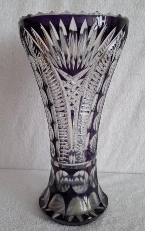 Tsjechië Kristal paarse vaas, Boheemse stijl,, Antiek en Kunst, Antiek | Glas en Kristal, Ophalen of Verzenden