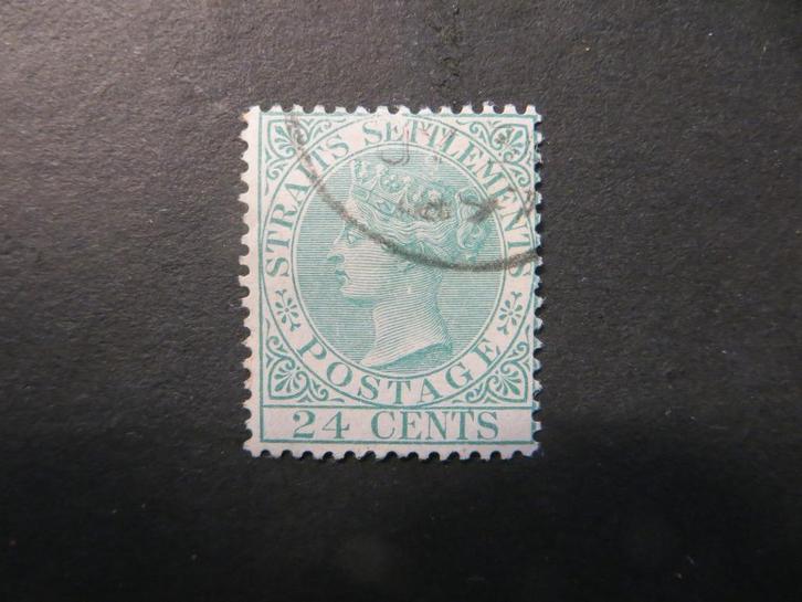 A03370: Straits Settlements QV 24 c CA, Postzegels en Munten, Postzegels | Azië, Ophalen of Verzenden