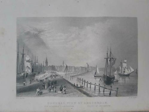 005 / Haven van Amsterdam Staalgravure uit 1835, Antiek en Kunst, Kunst | Etsen en Gravures