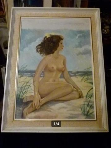 vintage naakt op canvas 50er jaren Frankrijk beschikbaar voor biedingen