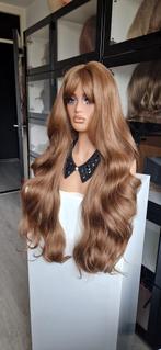 Pruik met Pony/Lok: Gemeleerd licht bruin, extra lang, krul, Ophalen of Verzenden, Nieuw, Pruik of Haarverlenging