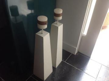 Design Metalen kandelaars hoogte 63cm 2 x kandelaar wit beschikbaar voor biedingen