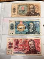 9 bankbiljetten uit Tsjechoslowakije, Slovenië en Servië, Postzegels en Munten, Bankbiljetten | Europa | Niet-Eurobiljetten, Ophalen of Verzenden