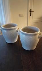 BRYNXZ,  2 grote craquelé  bloempotten., Huis en Inrichting, Ophalen of Verzenden, Overige kleuren, Aardewerk of Porselein, Minder dan 50 cm