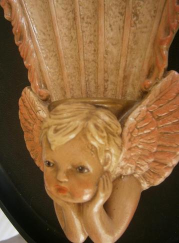 Vintage Italiaanse Scioto kaars wandhouder engel hoofdje