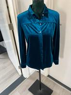 Fluweel petroleum kleurige blouse lange mouw mt m Shein, Kleding | Dames, Blouses en Tunieken, Blauw, Shein, Maat 38/40 (M), Ophalen of Verzenden