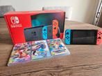 Nintendo Switch compleet in doos met 3 spellen, Met games, Met 2 controllers, Ophalen of Verzenden, Zo goed als nieuw