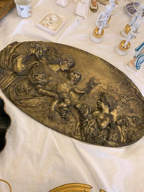 Religieus bronzen plaque jozef, Antiek en Kunst, Antiek | Religie, Ophalen of Verzenden