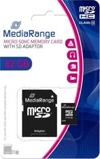 SD Micro SD Card 32GB MediaRange SD CL.10 inkl. Adapter, Audio, Tv en Foto, Fotografie | Geheugenkaarten, SD, 32 GB, Nieuw, Ophalen of Verzenden