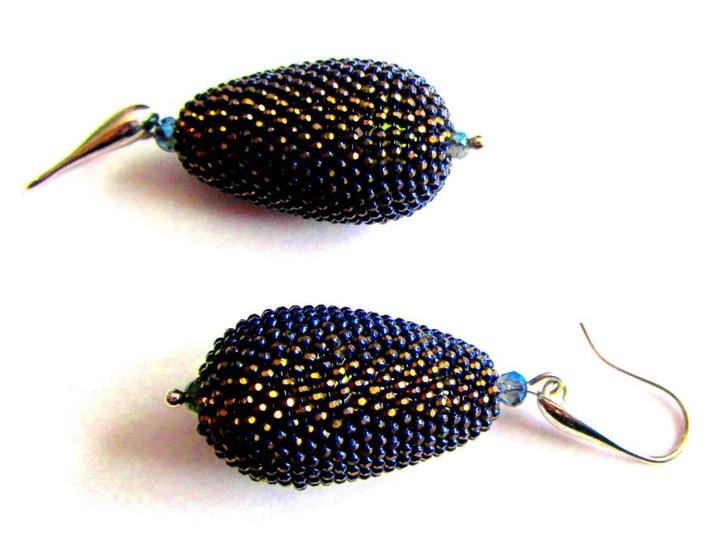 Vintage Prachtige Swarovski element glas kraal oorbellen, Sieraden, Tassen en Uiterlijk, Oorbellen, Zo goed als nieuw, Hangers