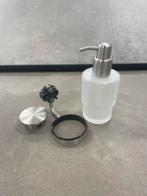 Zeepdispenser 200 ml geborsteld rvs met houder, Ophalen of Verzenden, Zo goed als nieuw, Overige typen