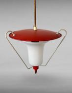 Philips Vintage Jaren 50 Hanglamp Opaline Glas lamp, Ophalen of Verzenden, Gebruikt, Glas, Minder dan 50 cm