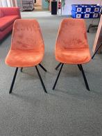 Set van 2 oranje fluwelen stoelen, Ophalen, Zo goed als nieuw, Metaal, Twee