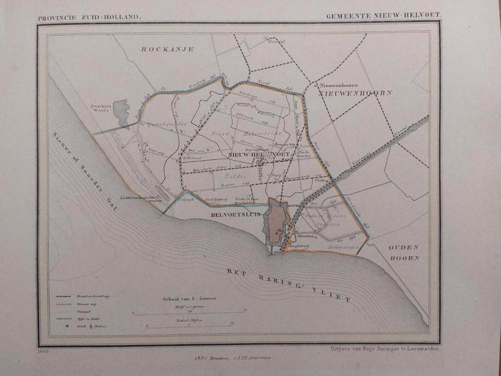 115 / Litho uit 1869 door J. Kuyper van Nieuw Helvoet ZH, Antiek en Kunst, Kunst | Litho's en Zeefdrukken, Ophalen of Verzenden
