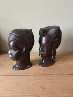 Ebbenhout afrikaanse buste - Set van 2, Antiek en Kunst, Ophalen of Verzenden