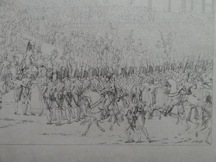 ets, Cérémonie du Champ de Mai, 1 juin 1815, Paris, zeldzaam, Antiek en Kunst, Kunst | Etsen en Gravures, Verzenden
