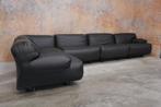 Refurbished zwarte leren Cassina Fiandra elementen hoekbank, Cassina, Design, Hoekbank, Leer