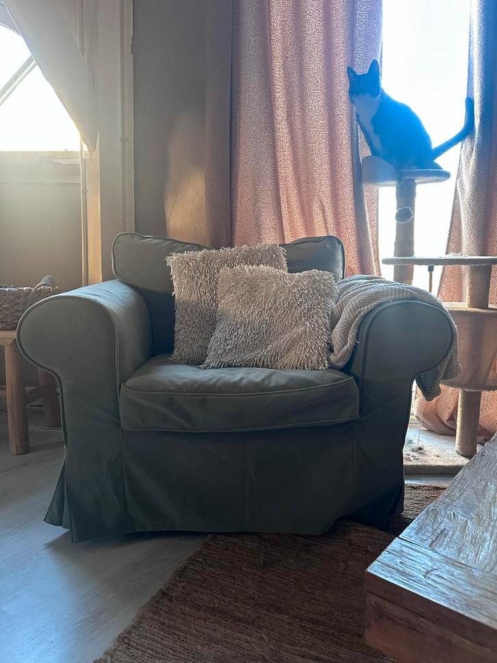 Ikea Ektorp bank en stoel, Huis en Inrichting, Fauteuils, Gebruikt, Stof, 75 tot 100 cm, Ophalen