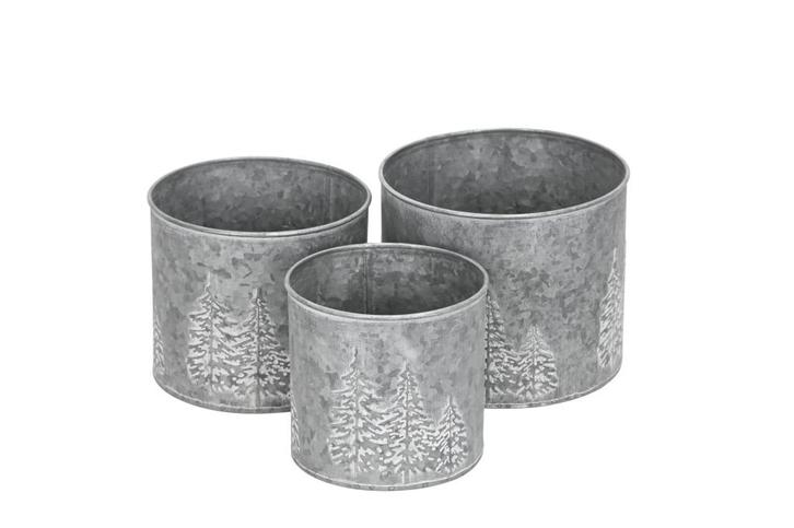 Metalen bloempotjes set van 3, Tuin en Terras, Bloempotten, Nieuw, Binnen, Balkon, Tuin, 25 tot 40 cm, Rond, Ophalen of Verzenden
