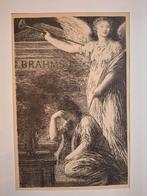 Litho engel bij graf Brahms van Fantin-Latour, Ophalen of Verzenden