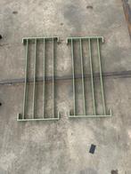 2x Groen stalen hek– industrieel – 96,5 x 44,5 cm, Tuin en Terras, Tuinhekken en Hekwerk, Ophalen, Nieuw, IJzer