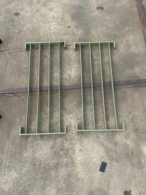 2x Groen stalen hek– industrieel – 96,5 x 44,5 cm, Tuin en Terras, Tuinhekken en Hekwerk, Nieuw, IJzer, Ophalen