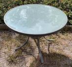 tuintafel met glazen blad 96x71cm, Ophalen, Gebruikt, Rond, Aluminium