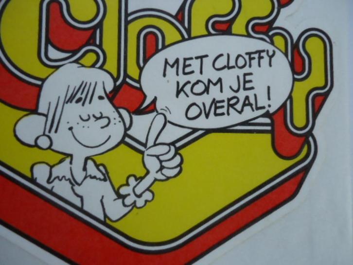 sticker oud Cloffy strip Jan van Haasteren mode kleding retr, Verzamelen, Stickers, Zo goed als nieuw, Bedrijf of Vereniging, Verzenden