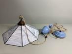 Art Deco Tiffany Hanglamp Blauw Glas, Huis en Inrichting, Lampen | Hanglampen, Gebruikt, ?, Glas, Minder dan 50 cm