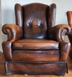 Leren fauteuil Chesterfield stoel bruin oorfauteuil, Huis en Inrichting, Fauteuils, Ophalen, Zo goed als nieuw, 50 tot 75 cm, Klassiek Engels hotel chic vintage brocante