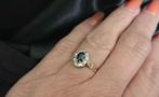 Gouden Vintage ring edelsteen saffier en diamant. 2025/499., Sieraden, Tassen en Uiterlijk, Ringen, ., Zwart, Ophalen of Verzenden