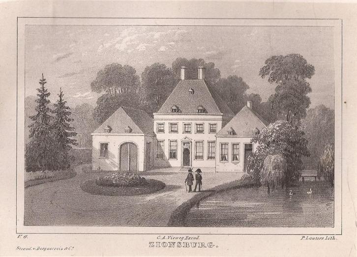 Zionsburg Vught Litho 1846, Antiek en Kunst, Kunst | Etsen en Gravures, Ophalen of Verzenden