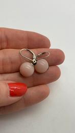 K661 Prachtige zilveren oorbellen roze beads, Sieraden, Tassen en Uiterlijk, Oorbellen, Ophalen of Verzenden, Zilver, Hangers