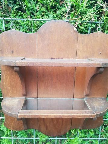 Antiek houten wandbord/console met glazen platen (brocante) beschikbaar voor biedingen