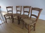 Vier oude keukenstoelen, Ophalen, Riet of Rotan, Gebruikt, Bruin