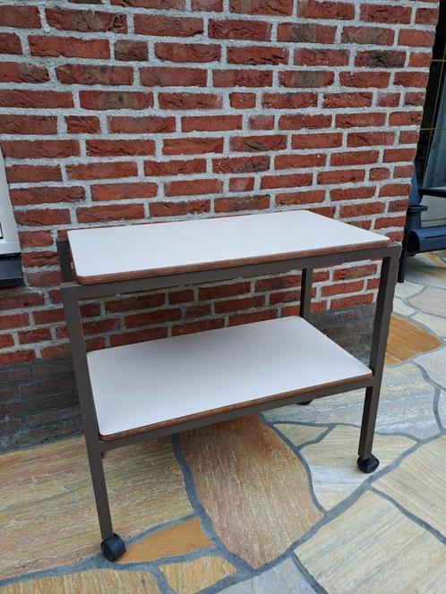 Trolley staal en hout op wieltjes voor binnen en buiten, Tuin en Terras, Tuinmeubel-accessoires, Zo goed als nieuw, Ophalen