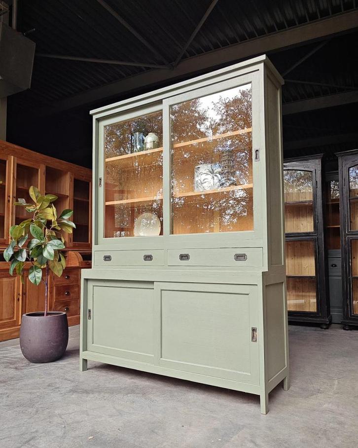 Mosgroene Winkelkast | Buffetkast | Servieskast #1199, Huis en Inrichting, Kasten | Buffetkasten, 200 cm of meer, 150 tot 200 cm