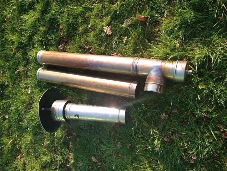 Enkelwandige Kachelpijp met metallic gloed, Doe-het-zelf en Verbouw, Overige Doe-het-zelf en Verbouw, Gebruikt, Ophalen