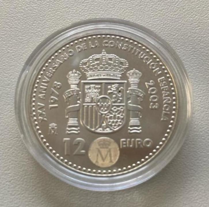 2003 SPANJE 12 EURO ZILVER CONSTITUTION *UNC*, Postzegels en Munten, Munten | Europa | Euromunten, Losse munt, Overige waardes