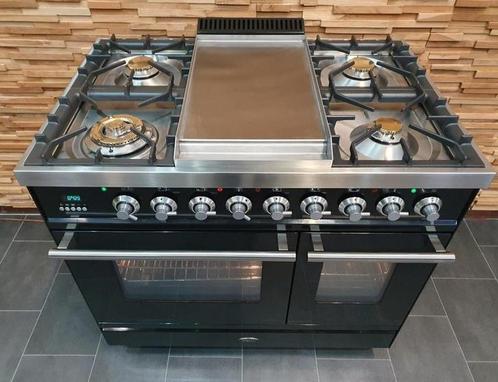 🔥Luxe Fornuis Boretti 90 cm hoogglans zwart 2 ovens frytop, Witgoed en Apparatuur, Fornuizen, Zo goed als nieuw, Vrijstaand, Gas