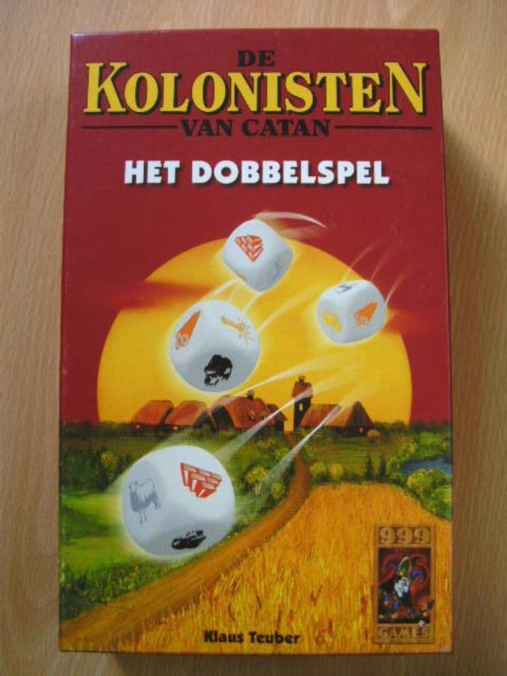 De Kolonisten van Catan dobbelspel, compleet en zgan, Hobby en Vrije tijd, Gezelschapsspellen | Overige, Zo goed als nieuw, Een of twee spelers