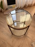 Bijzet tafel glas / messing, Minder dan 55 cm, Rond, Ophalen, 45 tot 60 cm