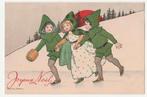 Schaatsen.  Kerst en Nieuwjaar.  Illustrateurs. F. Hardy., Verzamelen, Verzenden, Voor 1920, Ongelopen, Overige thema's